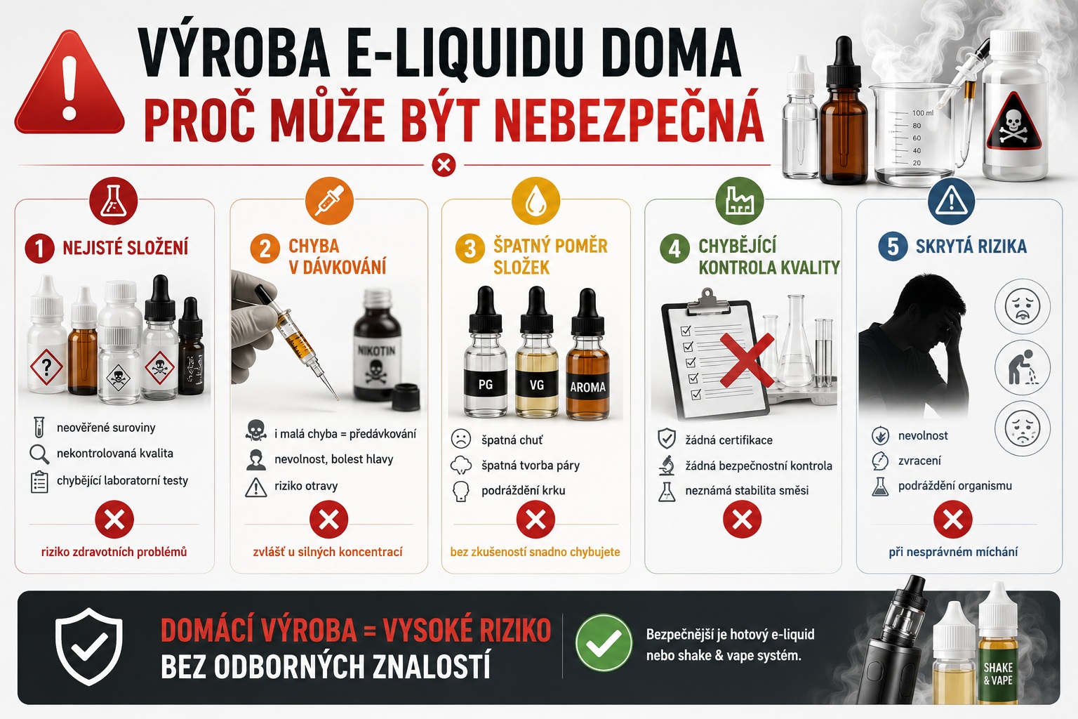 Výroba e-liquidu doma, proč je nebezpečná